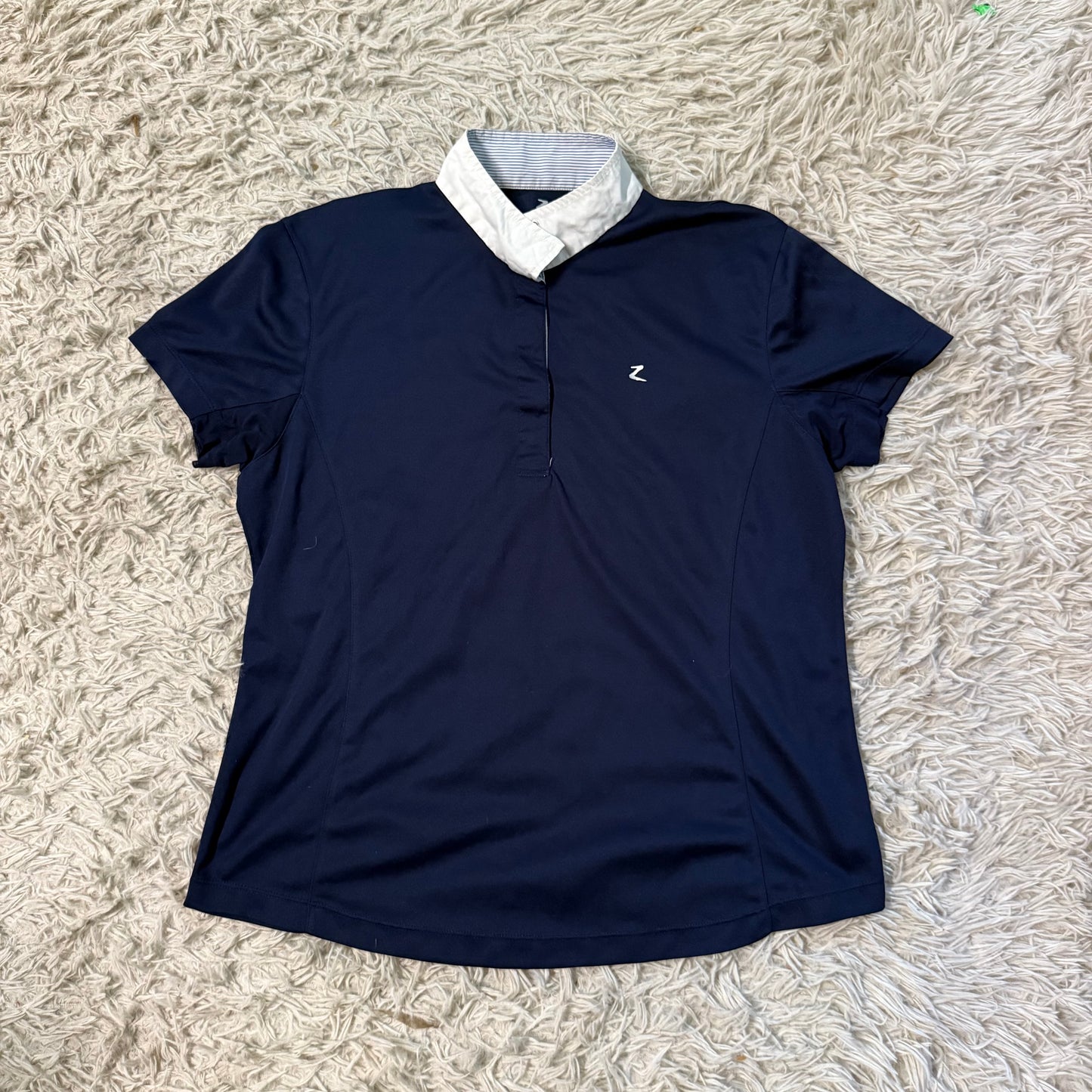 Women’s Size 14 Navy Horze Short Sleeve Horseback Riding Show Shirt