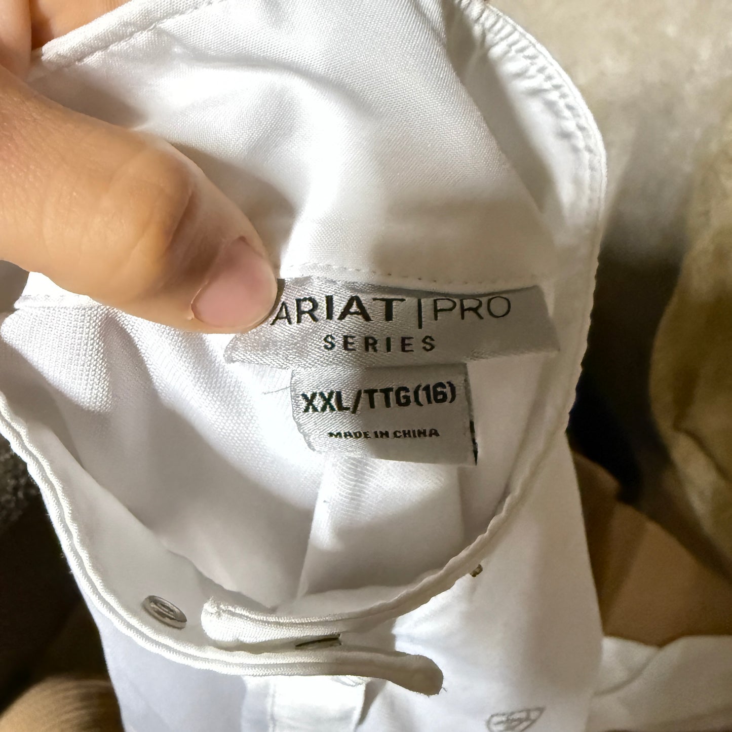 Child’s XXL White Ariat Short Sleeve Horseback Riding Show Shirt