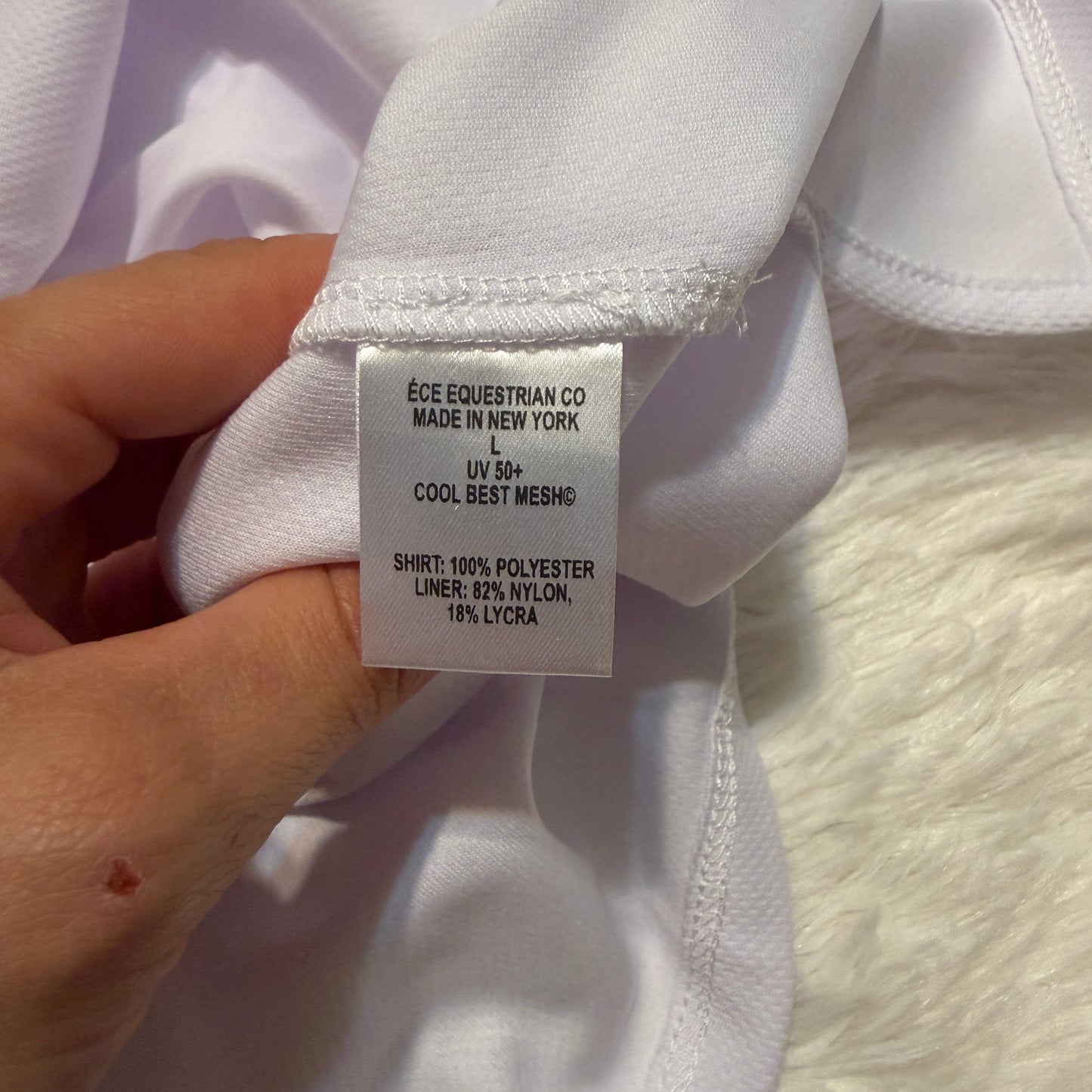 Women’s Large White ECE Equestrian Long Sleeve Horseback Riding Show Shirt