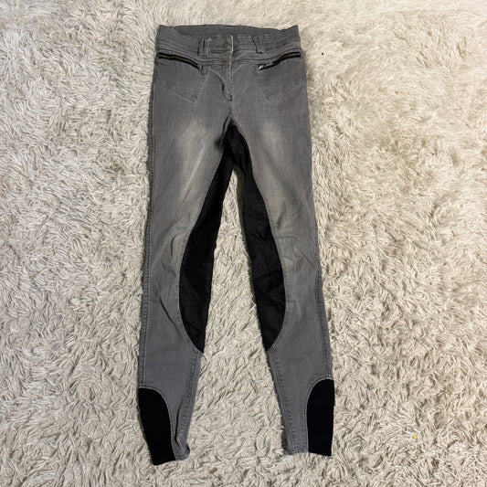 Women’s Size 24R Grey/Black Euro Star Full Seat Horseback Riding Breeches