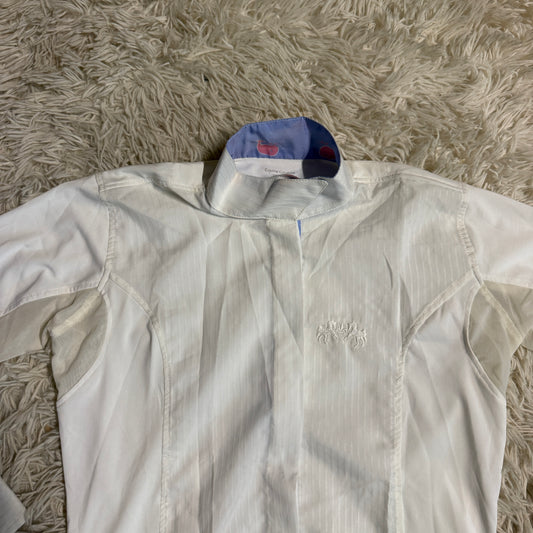 Child’s Size 10 White Equine Couture Long Sleeve Horseback Riding Show Shirt