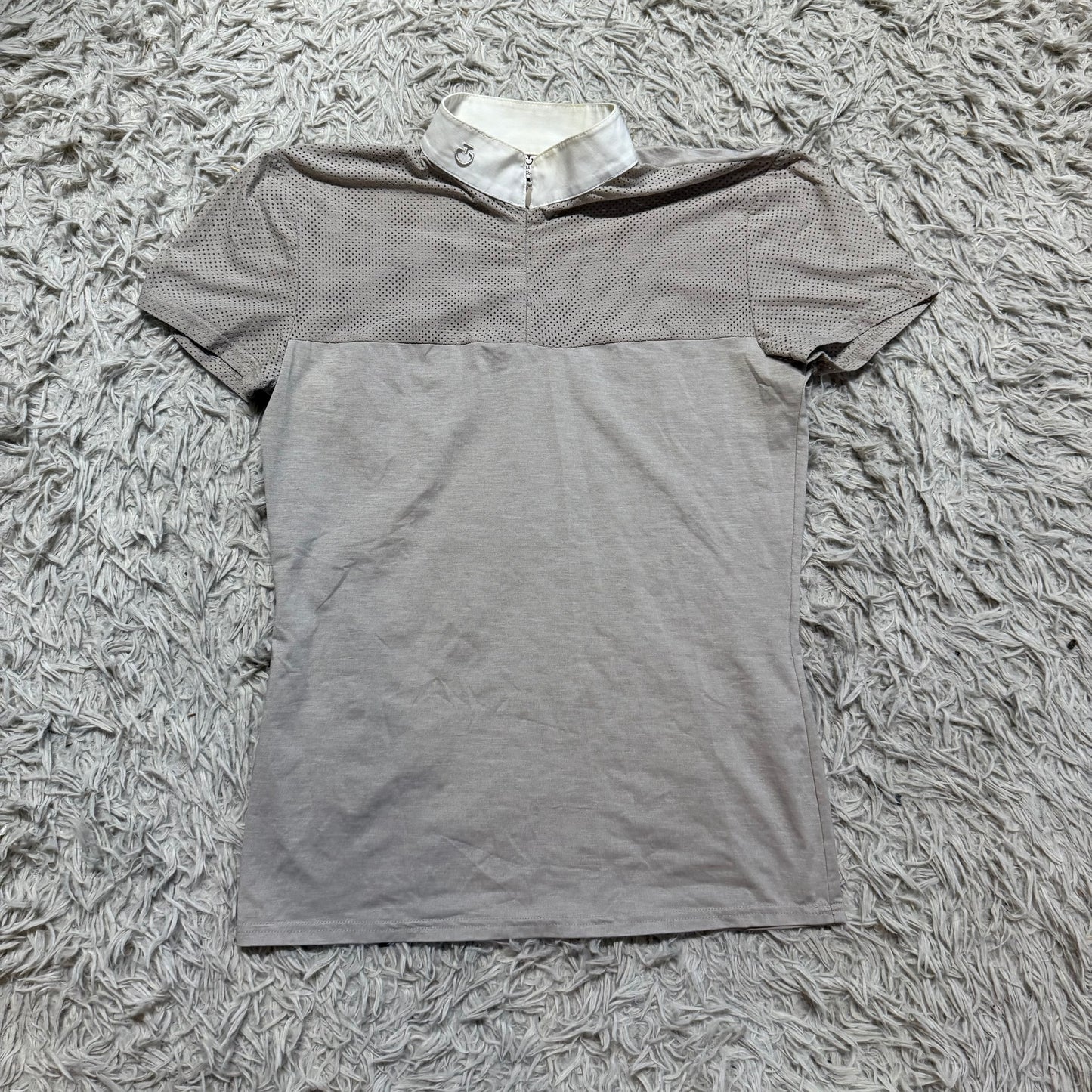 Women’s Large Tan Cavalleria Toscana Short Sleeve Horseback Riding Show Shirt