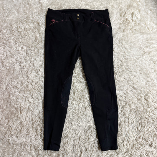 Women’s Size 36L Black Smartpak Piper Knee Patch Horseback Riding Breeches