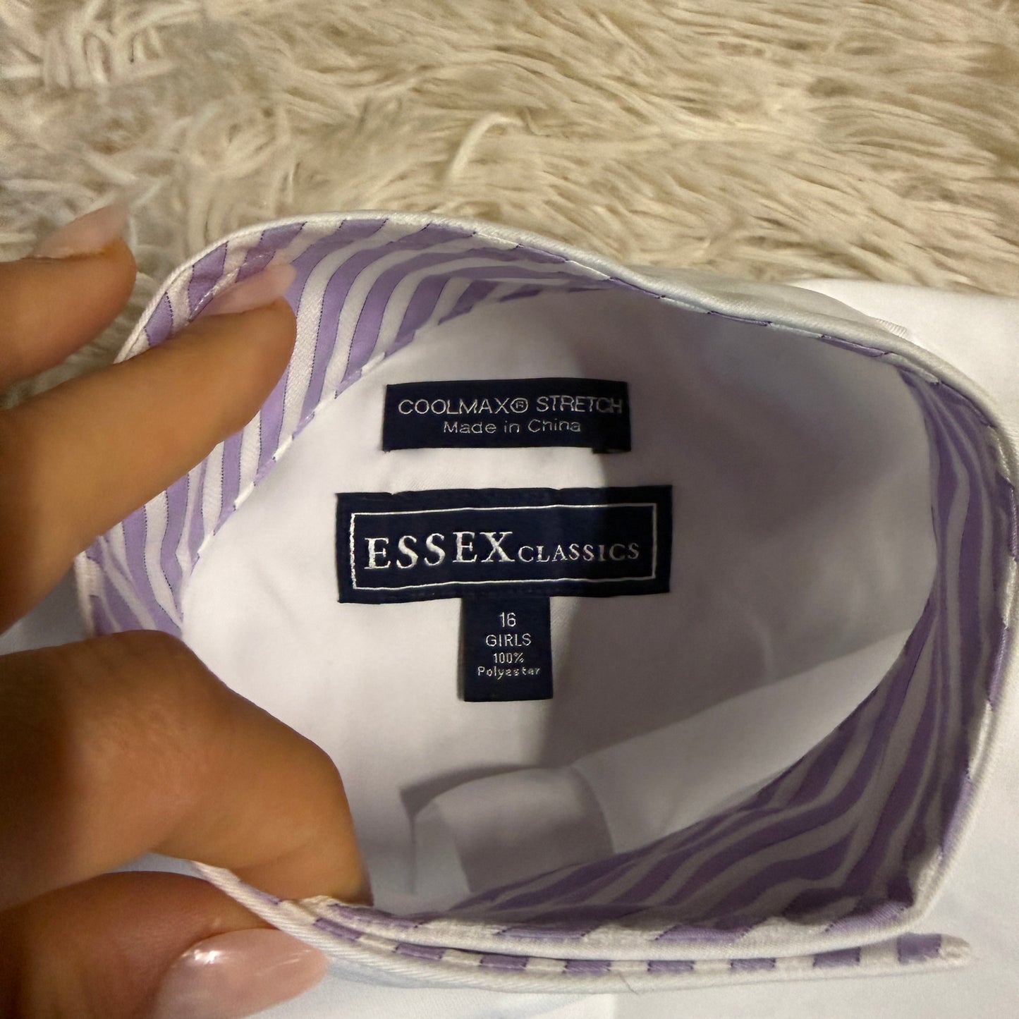 New Child’s Size 16 White Essex Classics Long Sleeve Horseback Riding Show Shirt