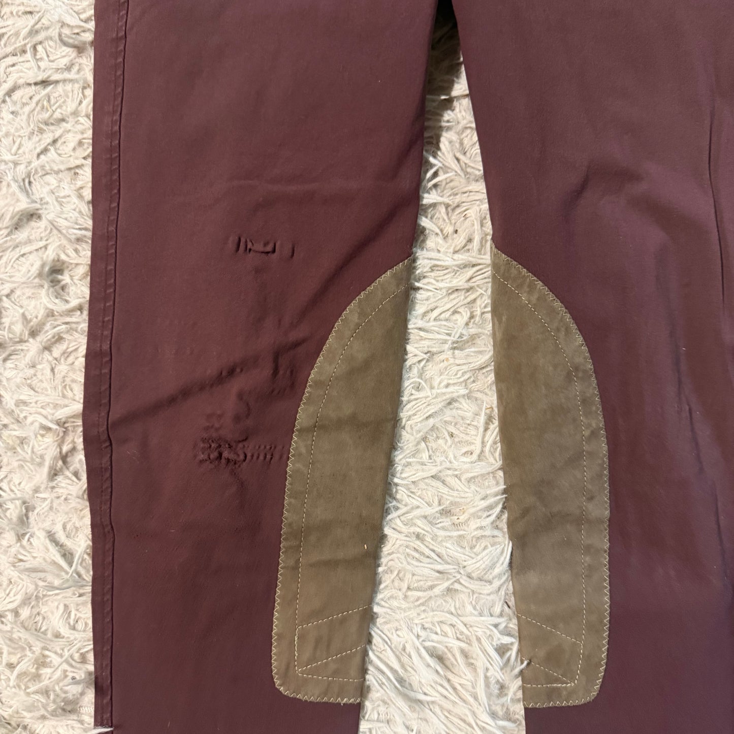Women’s Size 28L Burgundy Tailored Sportsman Knee Patch Horseback Riding Breeches