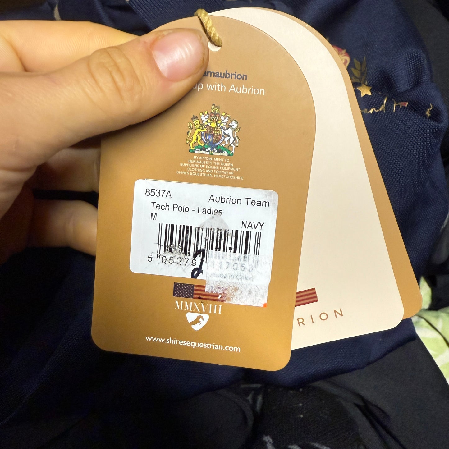 Women’s New Medium Navy Aubrion Short Sleeve Horseback Riding Polo Shirt