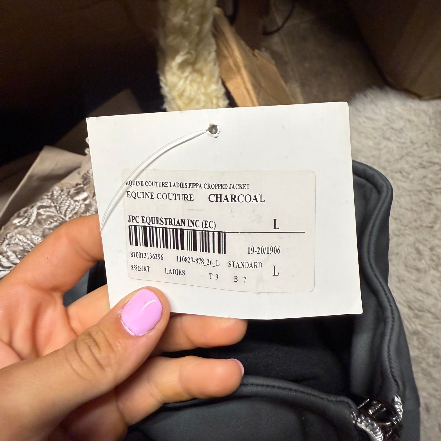 New Women’s Large Grey Equine Couture Horseback Riding Cropped Jacket