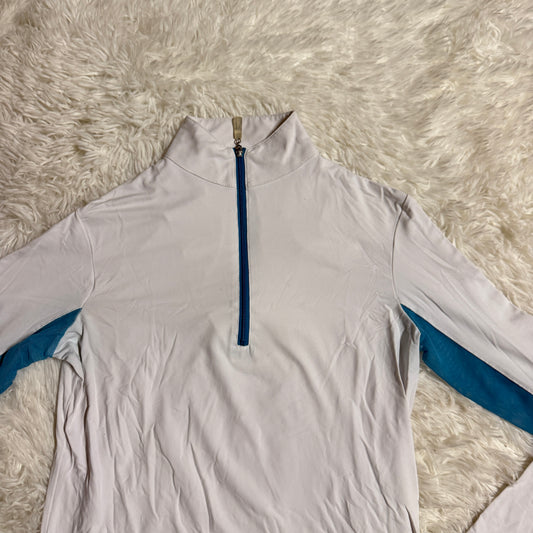 Women’s XS White/Blue Tailored Sportsman Long Sleeve Horseback Riding Sunshirt