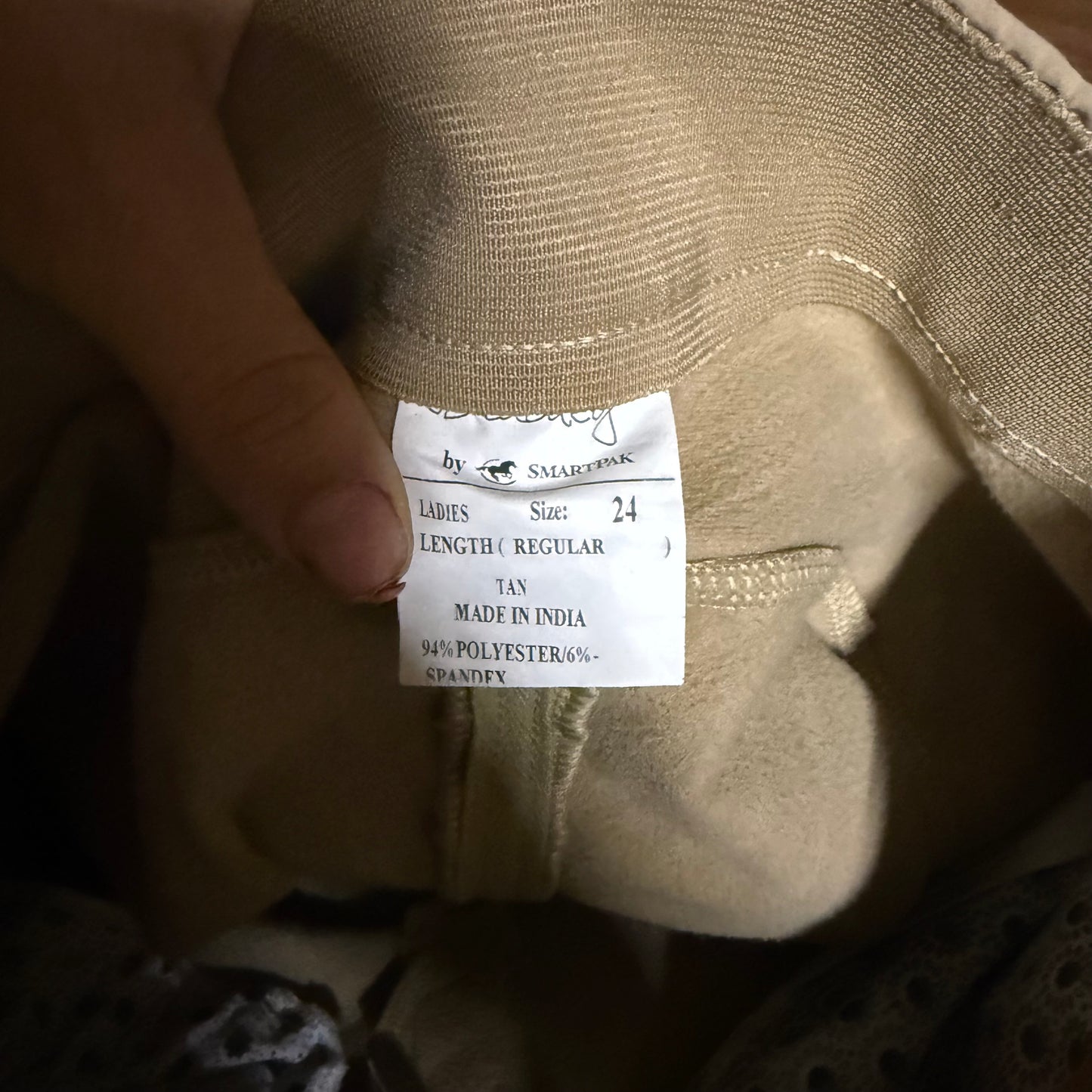 Women’s Size 24 Tan Smartpak Winter Knee Patch Horseback Riding Breeches