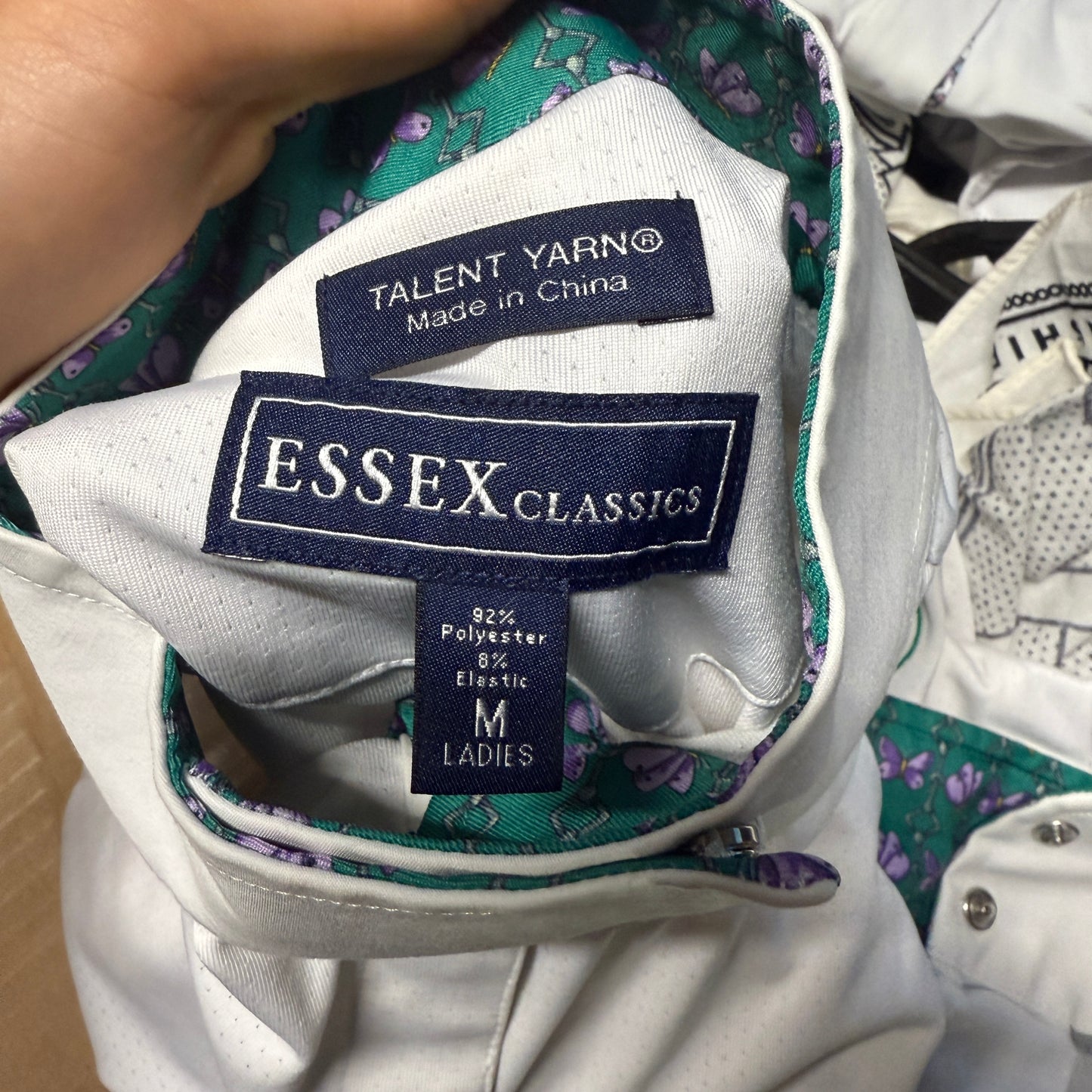 Women’s Medium White Essex Classics Long Sleeve Horseback Riding Show Shirt