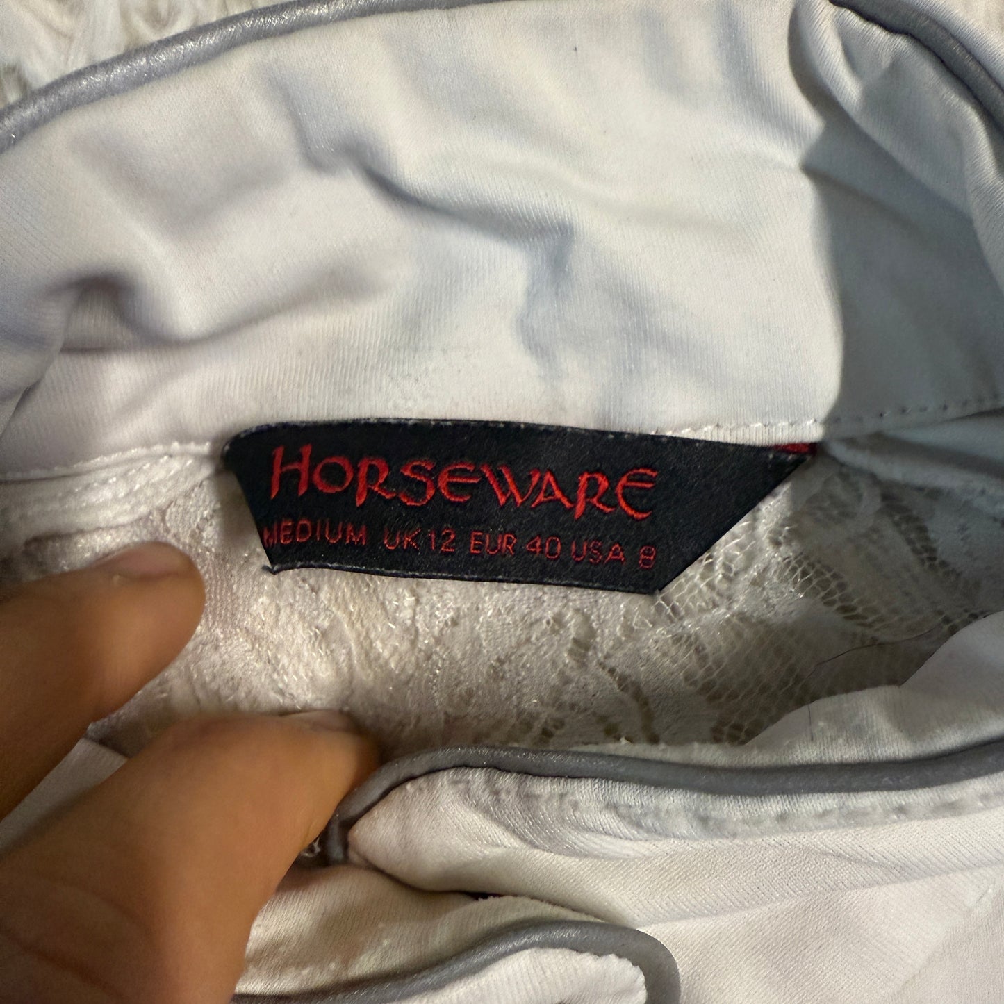 Women’s Medium White Horseware Short Sleeve Horseback Riding Show Shirt
