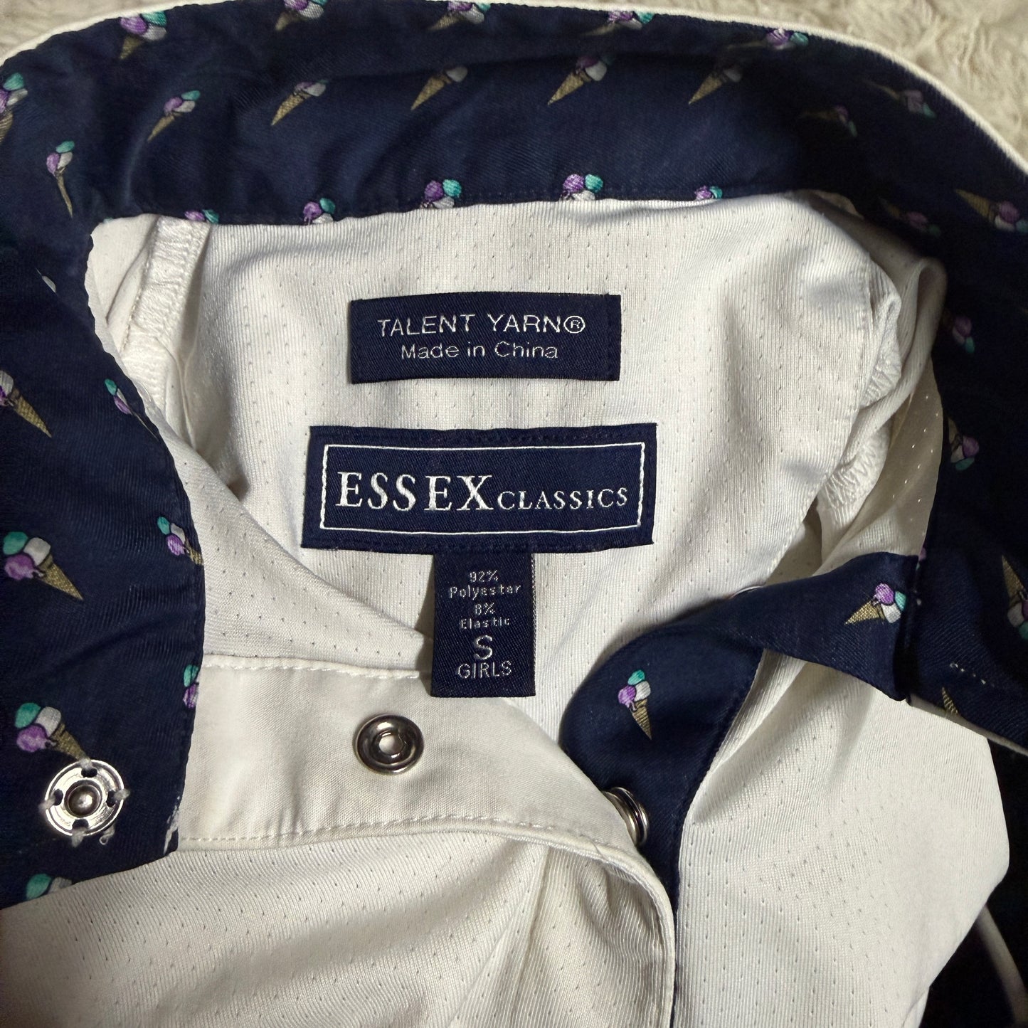 Child’s S White Essex Classics Long Sleeve Horseback Riding Show Shirt