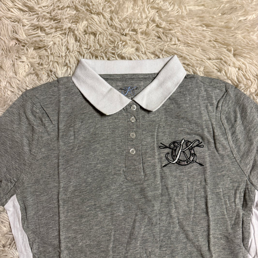 New Child’s Grey KAKI Short Sleeve Horseback Riding Polo Shirt