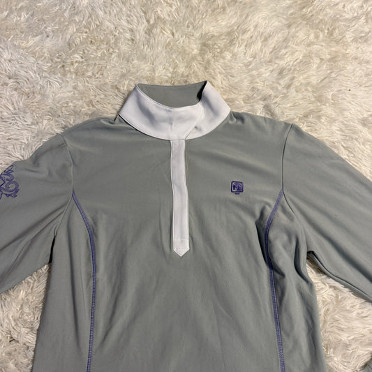 Women’s Medium Grey Romfh Long Sleeve Horseback Riding Show Shirt