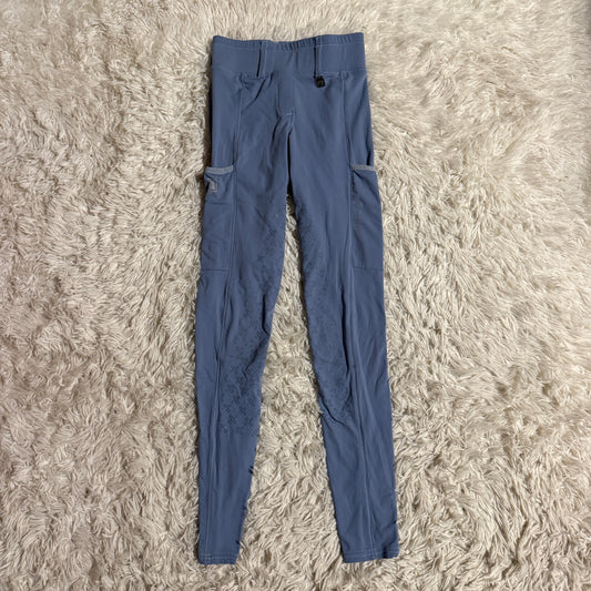Women’s Size 24R Blue Romfh Knee Patch Horseback Riding Tights