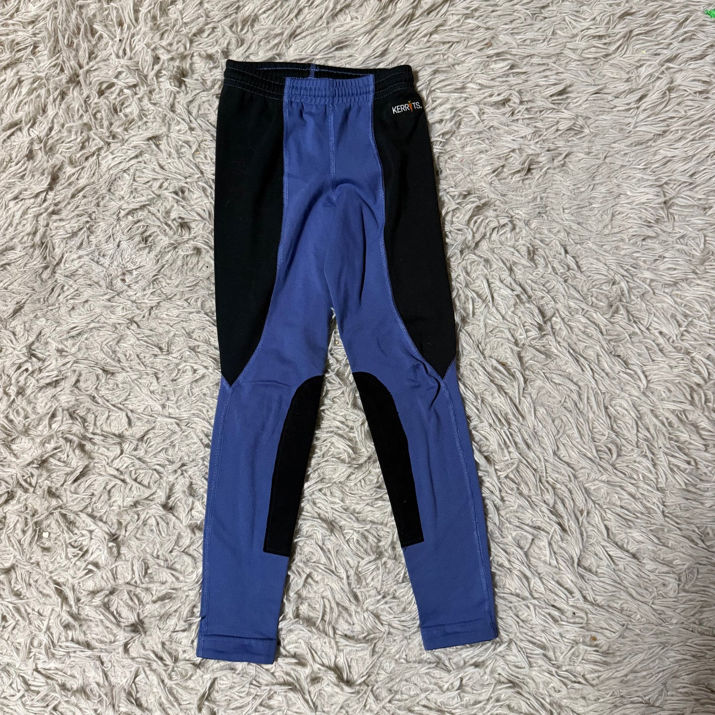 Girl’s XS Black/Blue Kerrits Knee Patch Horseback Riding Tights