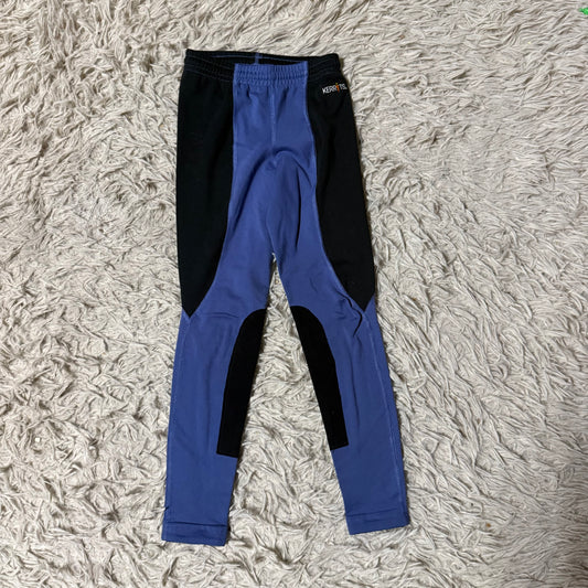Girl’s XS Black/Blue Kerrits Knee Patch Horseback Riding Tights