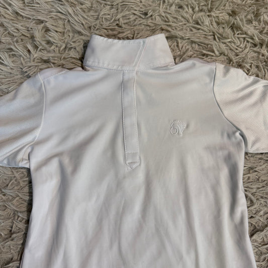 Girl’s Small White Ovation Short Sleeve Horseback Riding Show Shirt
