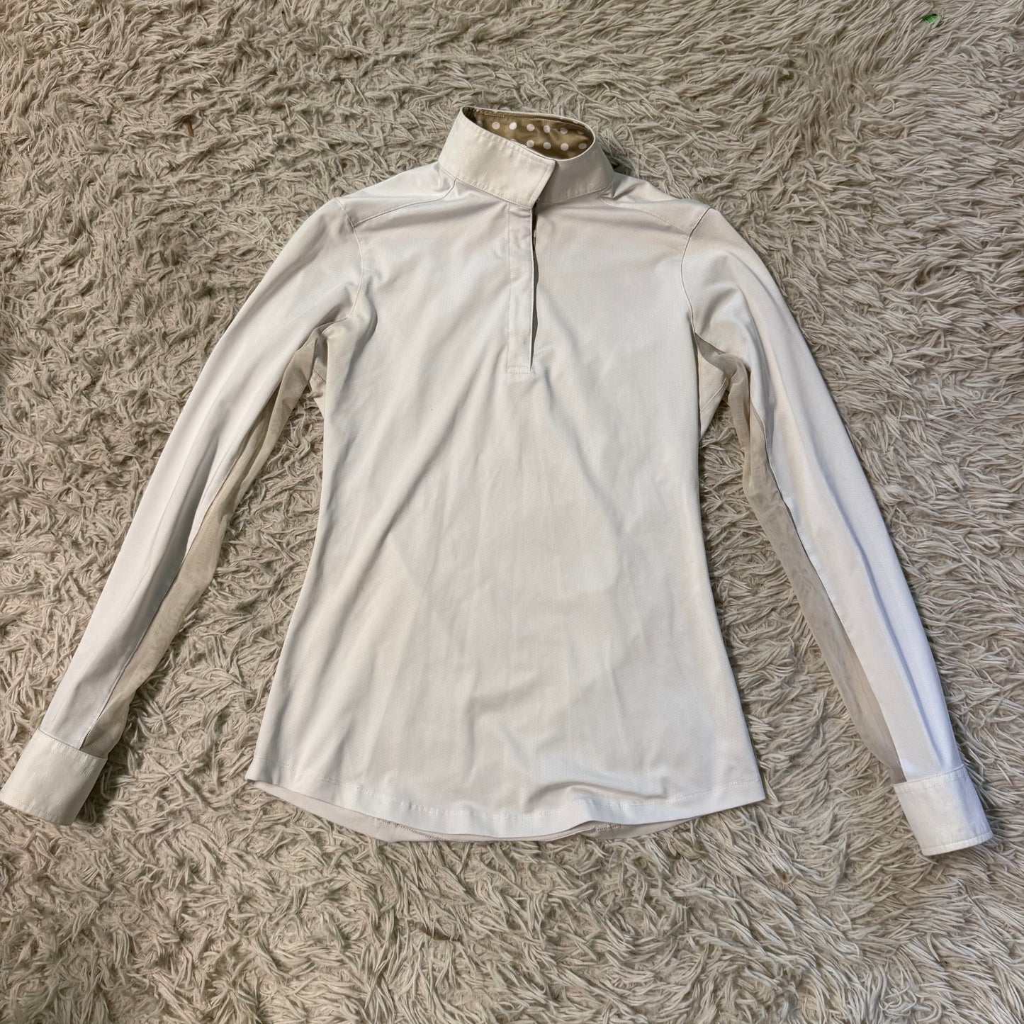 Women’s Medium White Tailored Sportsman Long Sleeve Horseback Riding Show Shirt