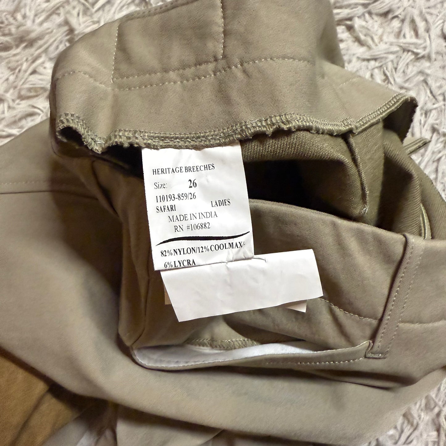 New Women’s Size 26R Tan Equine Couture Knee Patch Horseback Riding Breeches