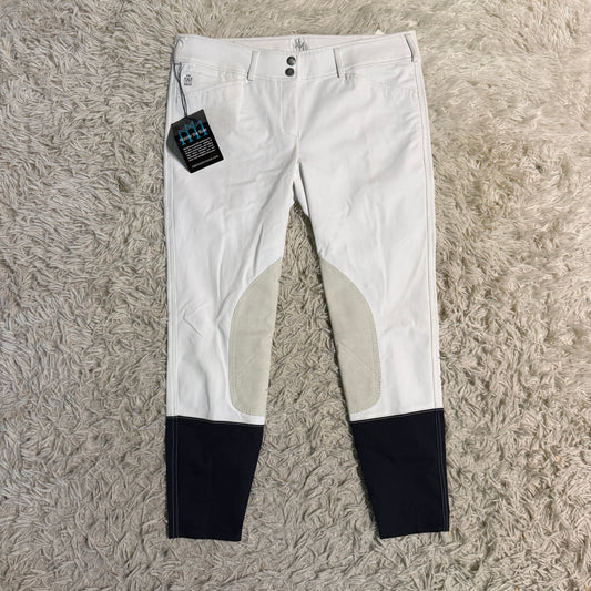 New Women’s Size 32R White Mastermind Knee Patch Horseback Riding Breeches