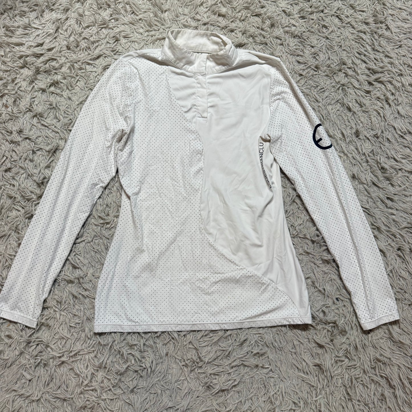 Women’s Large White Equestrian Club Long Sleeve Horseback Riding Show Shirt