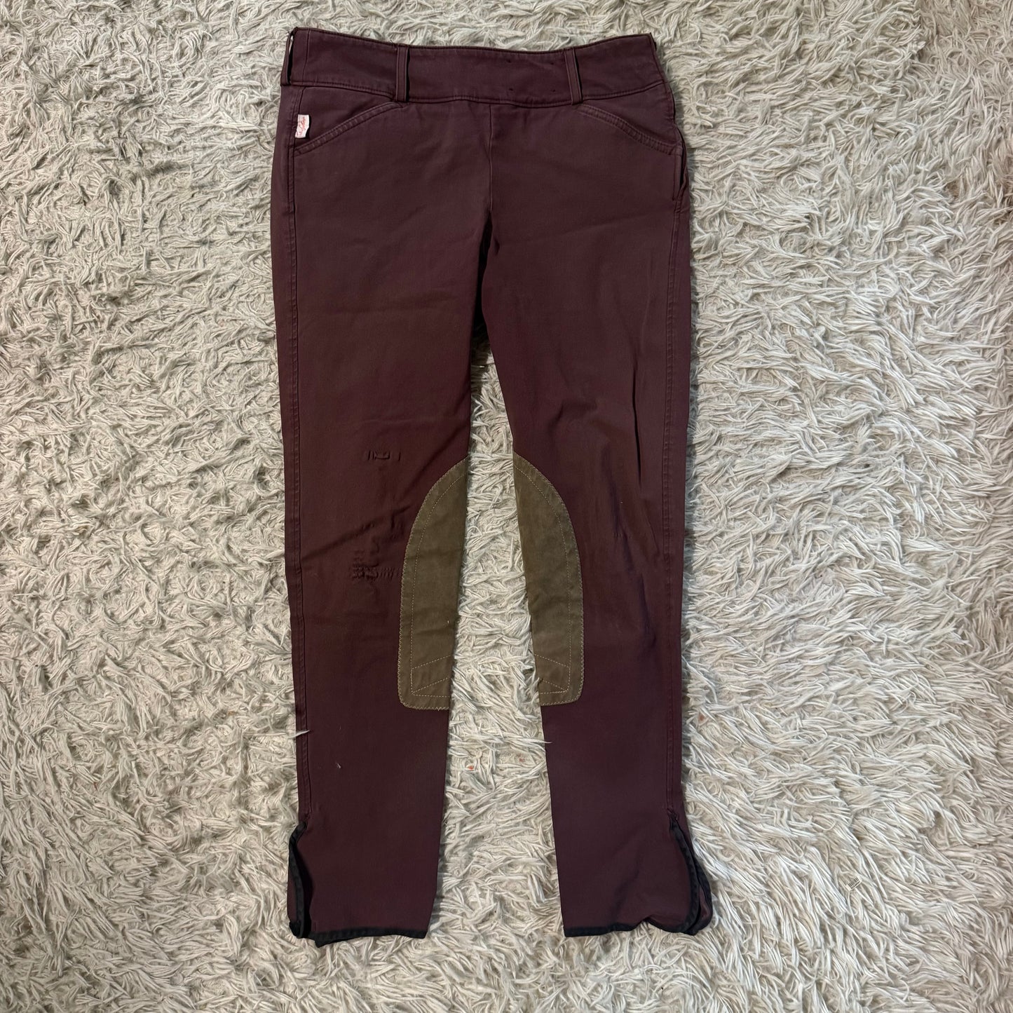 Women’s Size 28L Burgundy Tailored Sportsman Knee Patch Horseback Riding Breeches