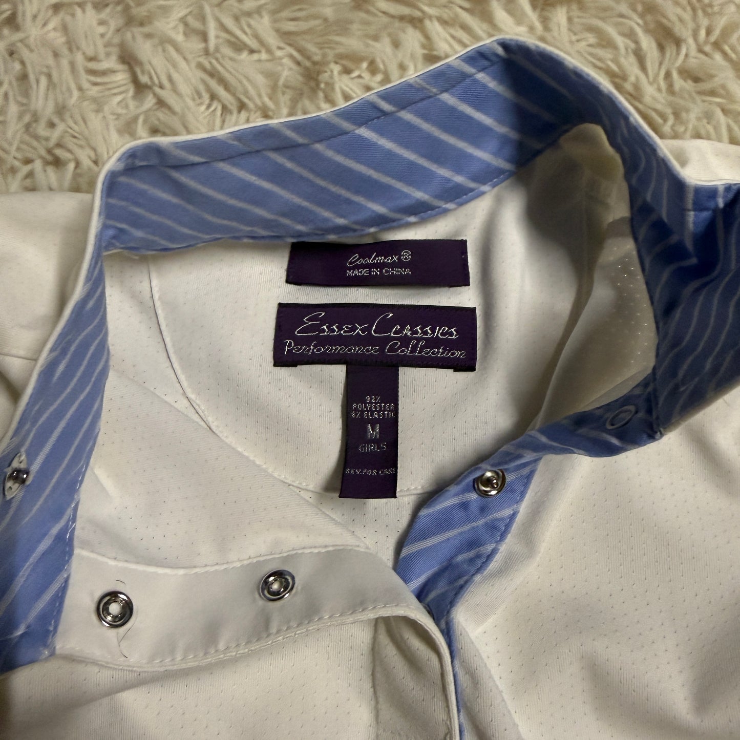 Child’s Medium White Essex Classics Long Sleeve Horseback Riding Show Shirt