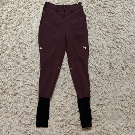Size UK 6 Maroon Aztec Diamond Knee Patch Horseback Riding Breeches
