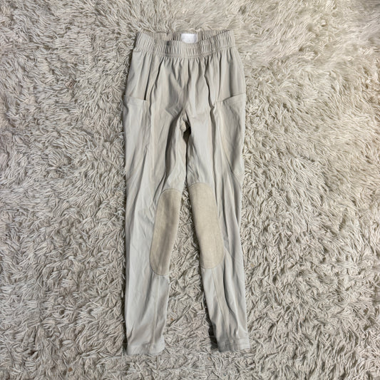 Child’s Medium White/Tan Baleaf Knee Patch Horseback Riding Tights