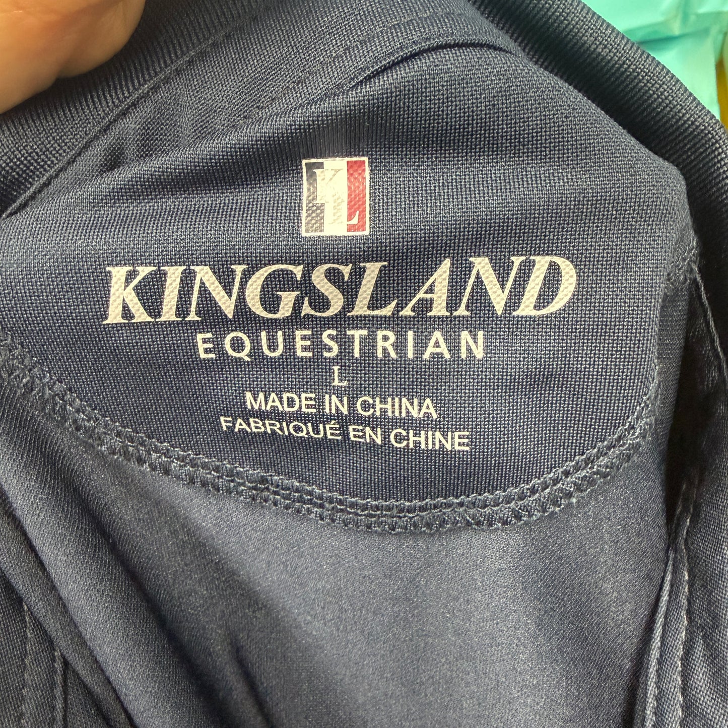 Women’s Large Navy Kingsland Short Sleeve Horseback Riding Wicking Polo Shirt