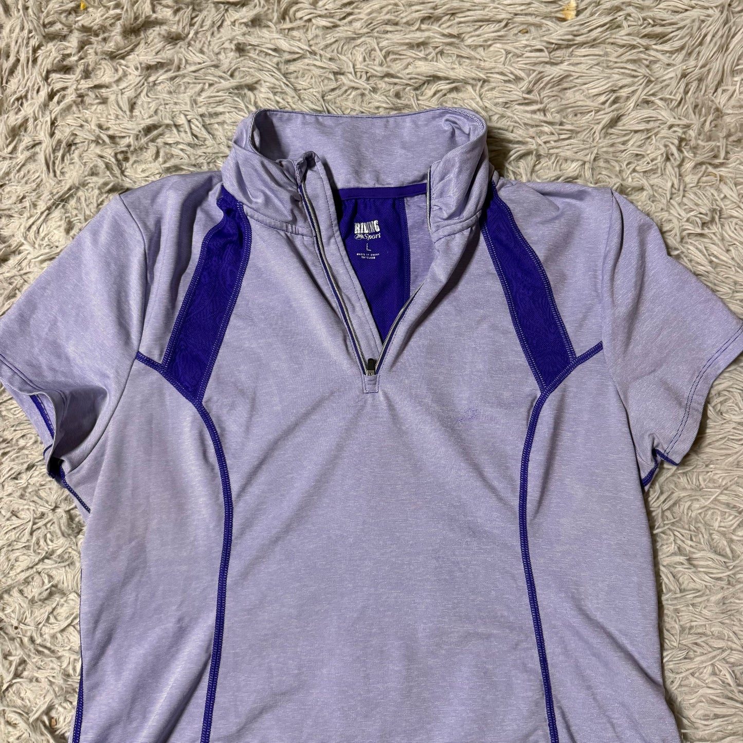 Women’s Large Purple Dover Riding Sport Short Sleeve Horseback Riding Sunshirt