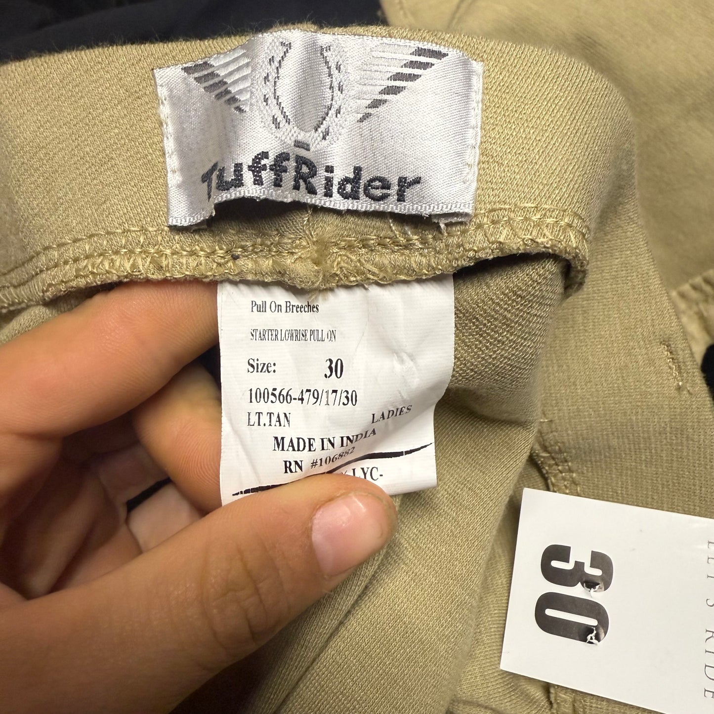 New Women’s Size 30R Tan TuffRider Knee Patch Horseback Riding Breeches
