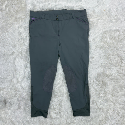 Women’s Size 44R Grey Smartpak Piper Knee Patch Horseback Riding Breeches