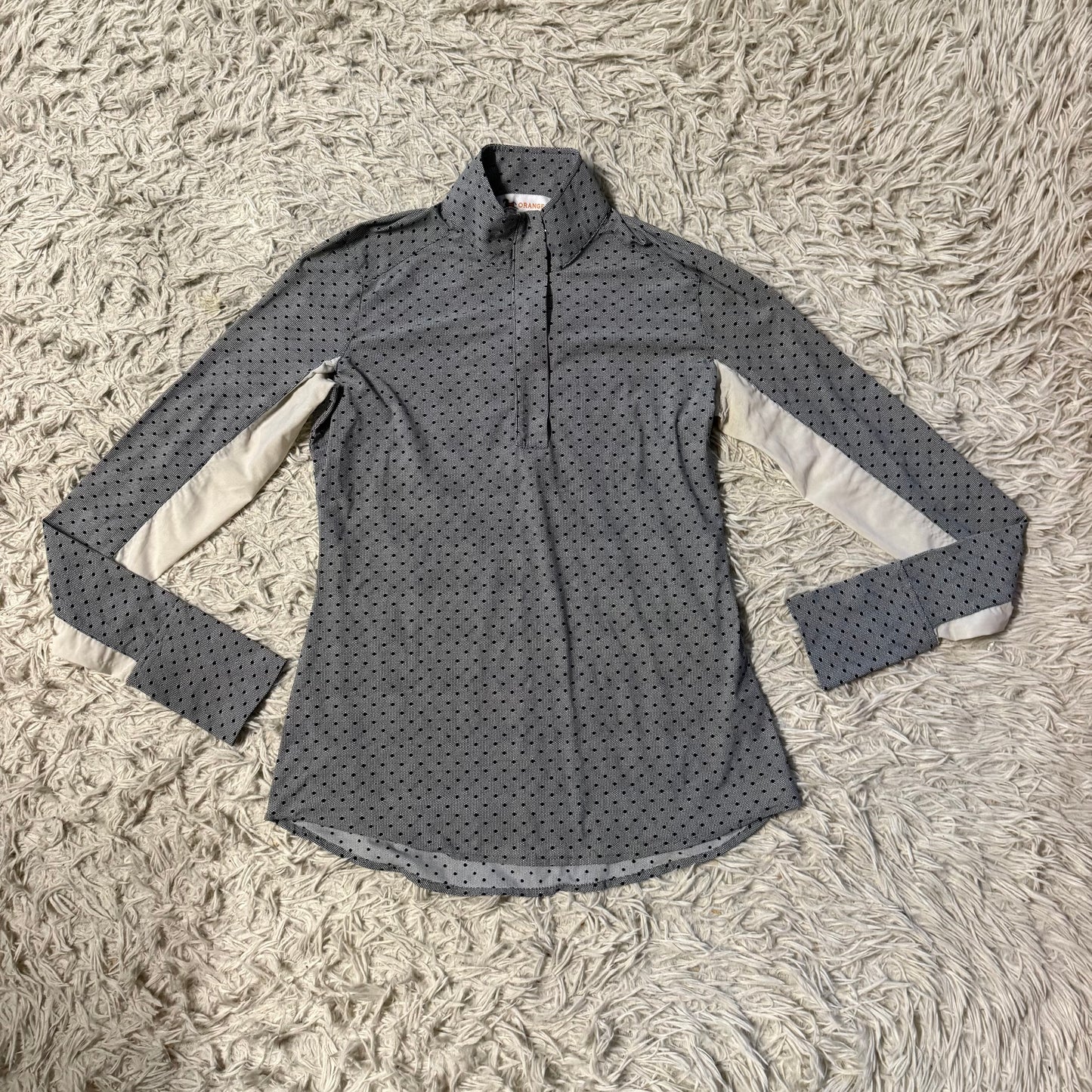 Women’s XS Black/White Polka Dot RJ Classics Long Sleeve Horseback Riding Sunshirt
