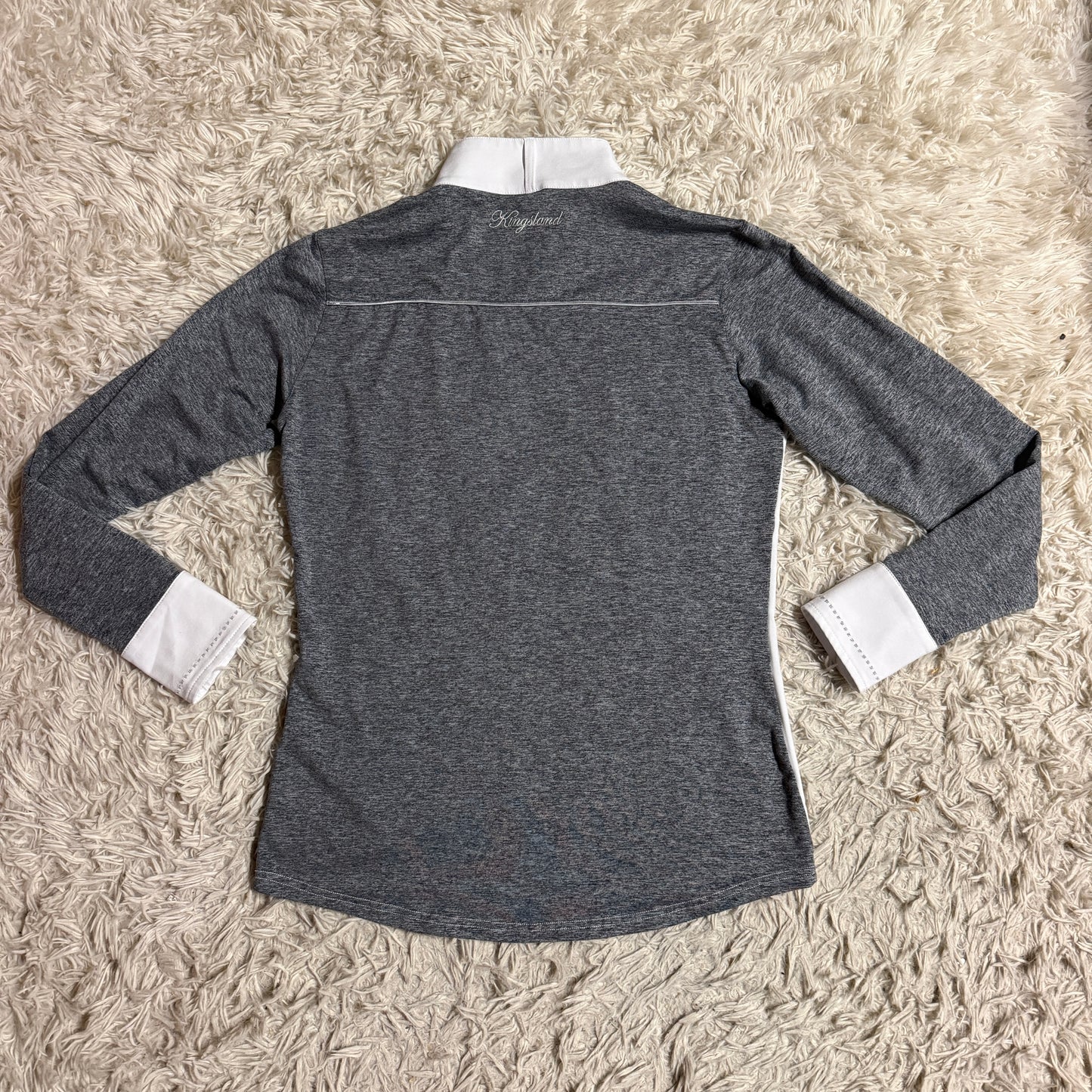 Women’s Large White/Grey Kingsland Long Sleeve Horseback Riding Show Shirt