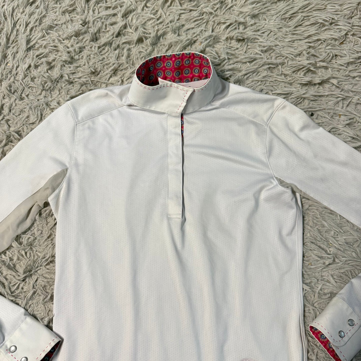 Women’s Small White Essex Classics Long Sleeve Horseback Riding Show Shirt