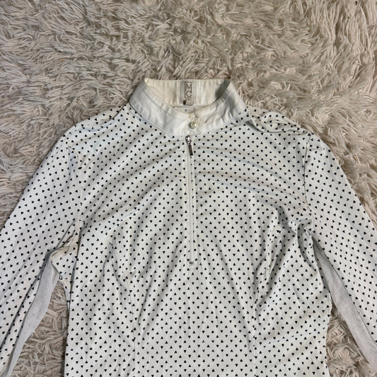Women’s Large Polka Dot Emcee Equestrian Long Sleeve Horseback Riding Show Shirt
