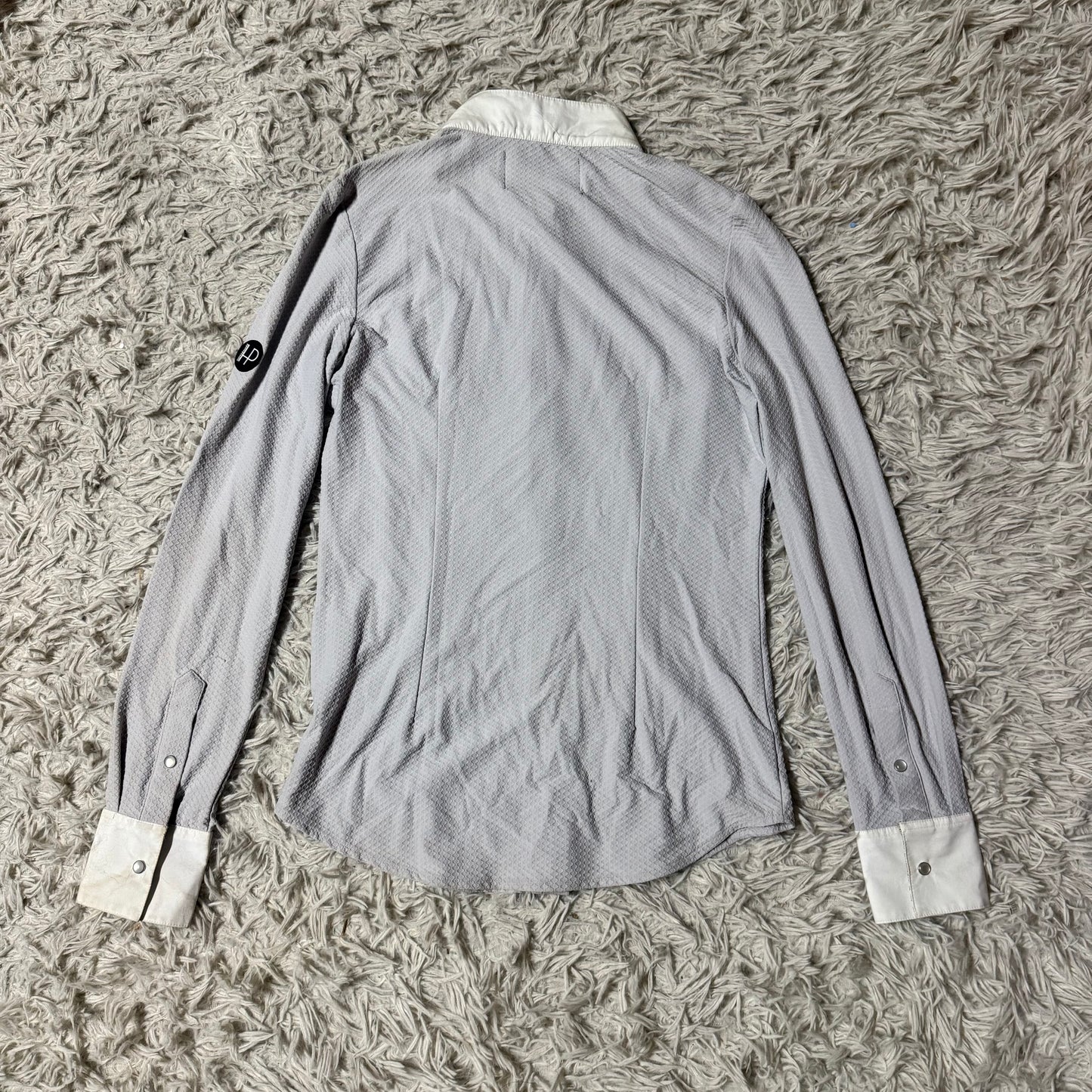 Women’s Medium Grey Horseware Long Sleeve Horseback Riding Show Shirt