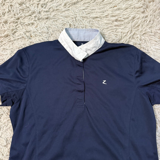 Women’s Size 14 Navy Horze Short Sleeve Horseback Riding Show Shirt
