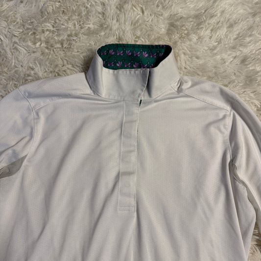 Women’s Medium White Essex Classics Long Sleeve Horseback Riding Show Shirt