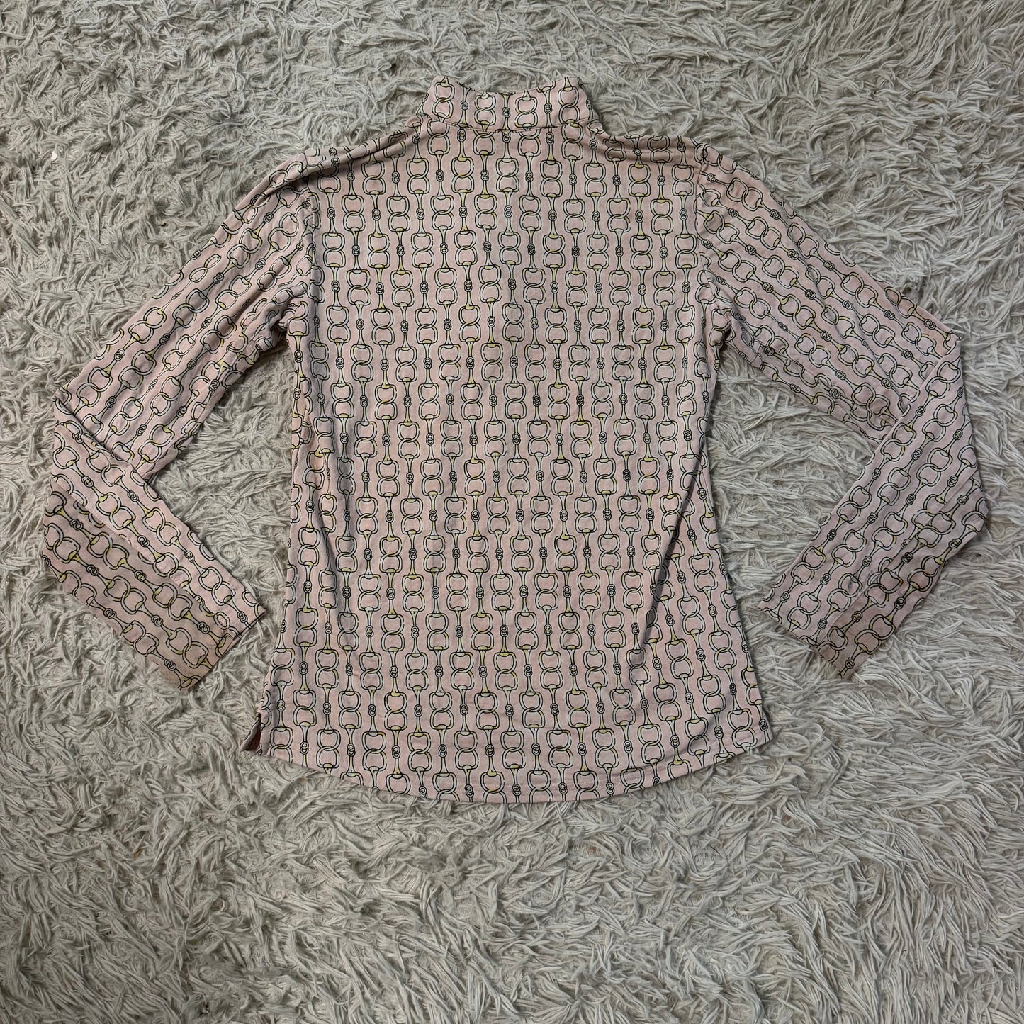 Women’s Medium Pink Bit Pattern SanSoliel Long Sleeve Horseback Riding Sunshirt