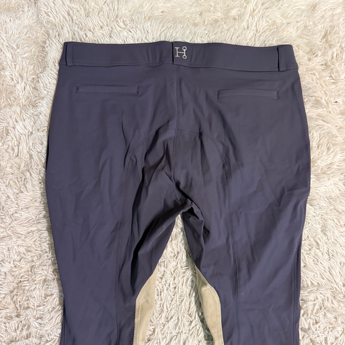 Women’s Size 38R Grey Smartpak Hadley Knee Patch Horseback Riding Breeches