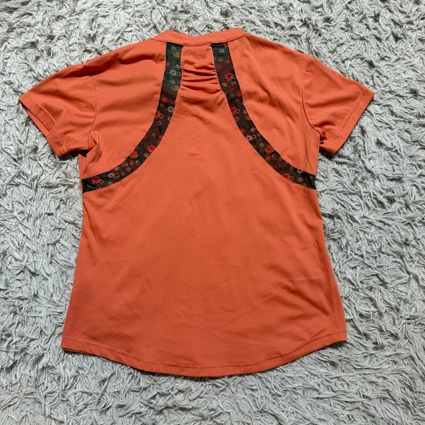 Women’s Large Orange Equine Couture Short Sleeve Horseback Riding Sunshirt