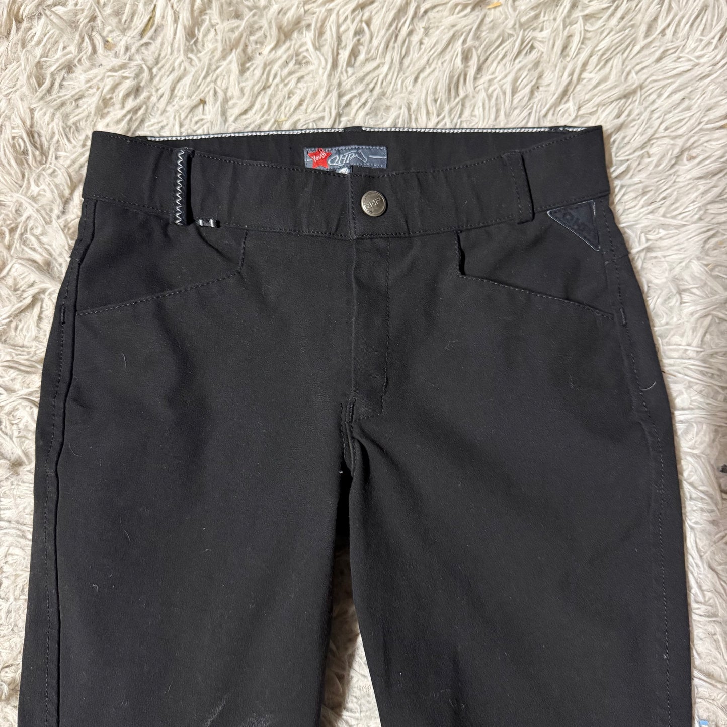 Child’s Size 12 Years Black QHP Knee Patch Horseback Riding Breeches
