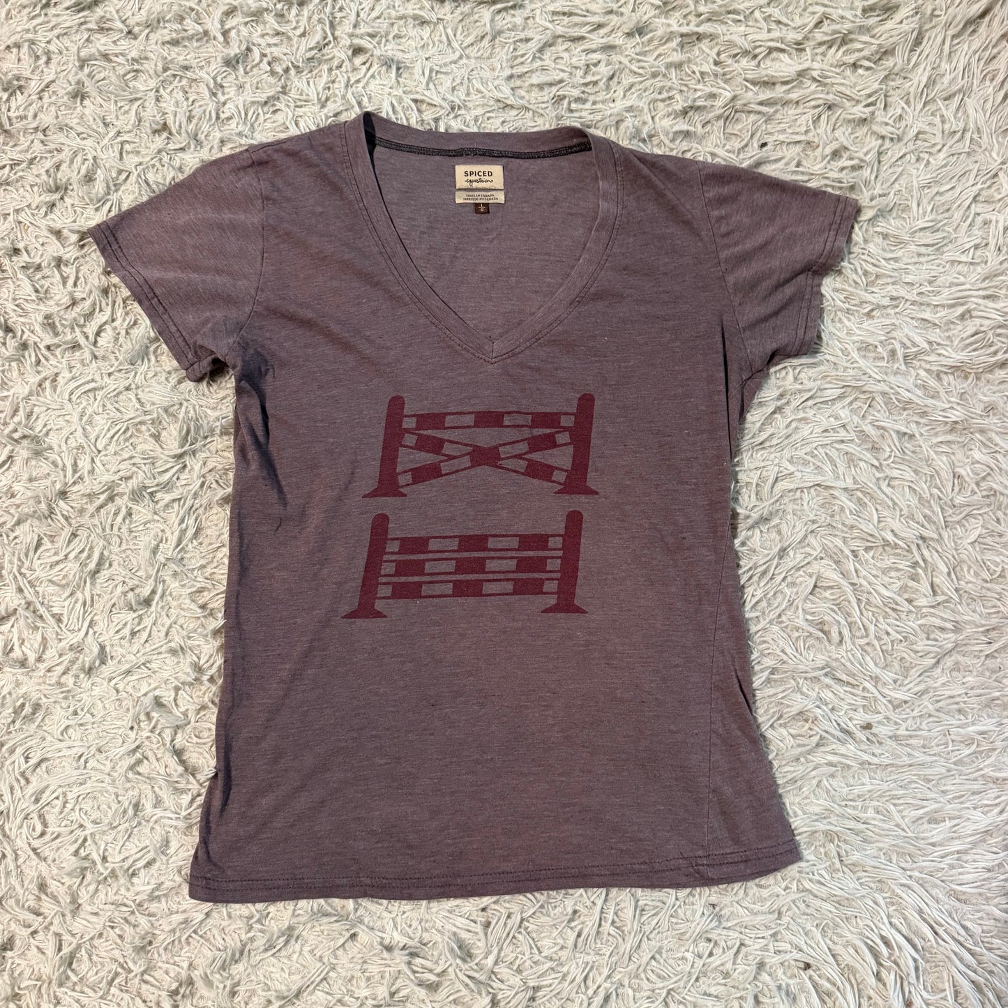 Women’s Large Purple Spiced Equestrian Horse Jump Riding T-Shirt