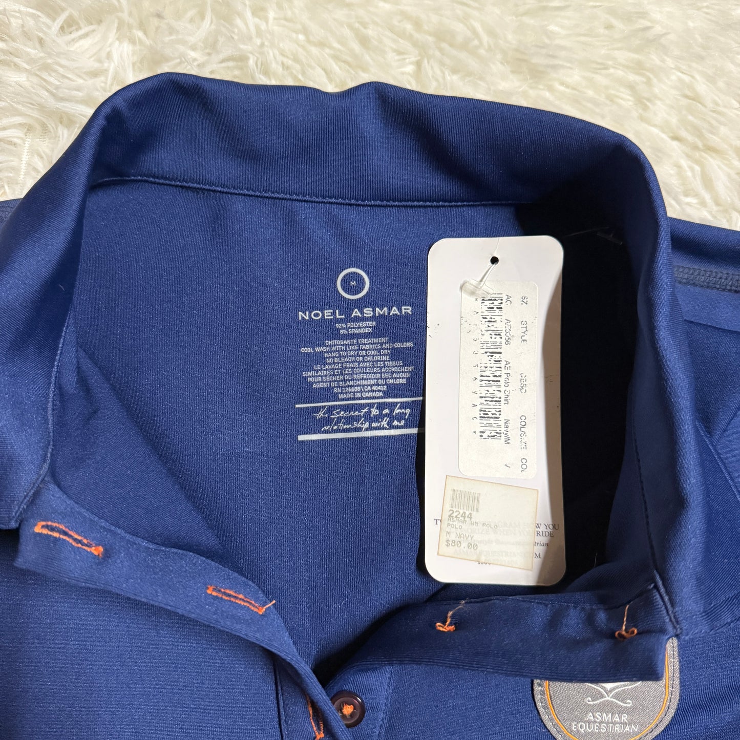 New Women’s Medium Blue Noel Asmar Short Sleeve Horseback Riding Polo Shirt