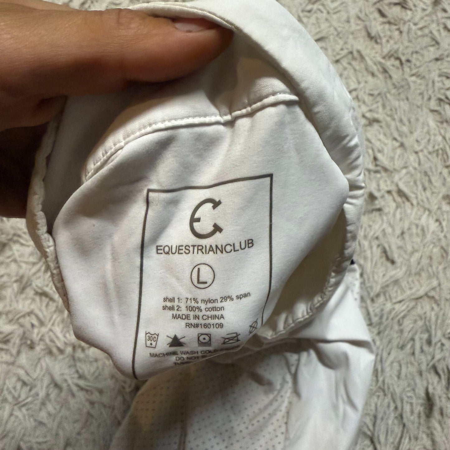 Women’s Large White Equestrian Club Long Sleeve Horseback Riding Show Shirt