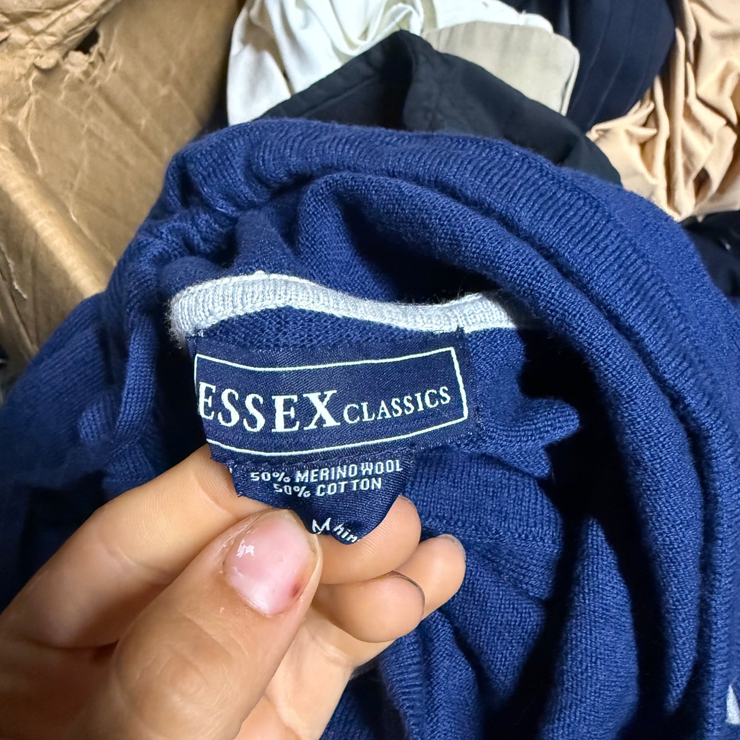 Women’s Medium Blue Essex Classics Long Sleeve Horseback Riding Pullover Sweater