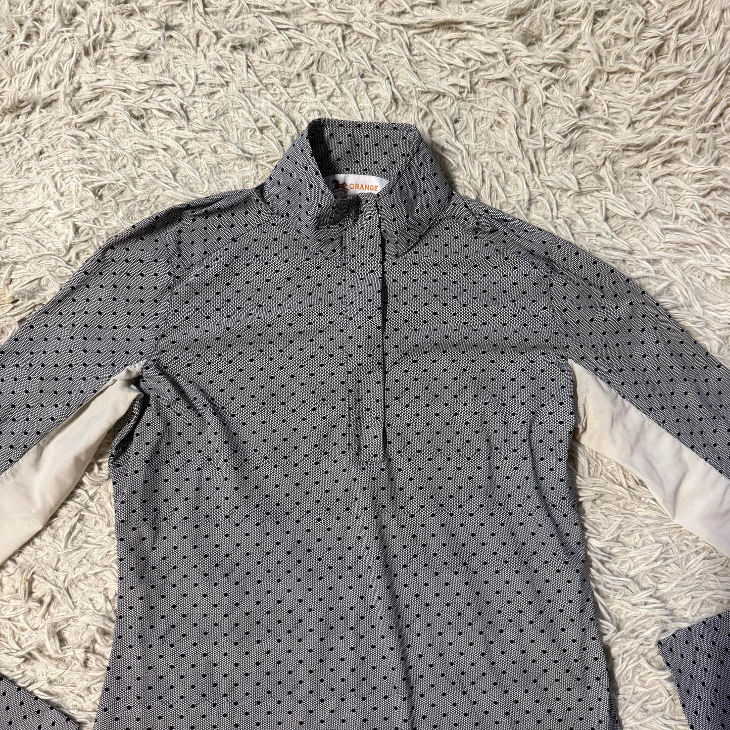 Women’s XS Black/White Polka Dot RJ Classics Long Sleeve Horseback Riding Sunshirt